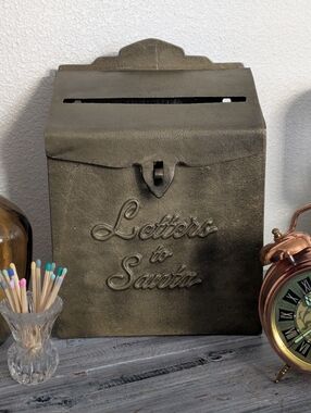 Hearth & Hand 12.6" Brass Tabletop Or Wall Mounted 'Letters to Santa' Mailbox